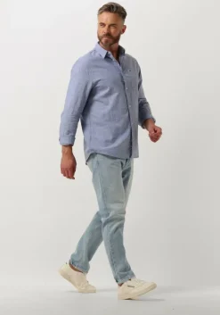 blauwe tommy jeans casual overhemd tjm reg linen blend shirt