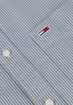 blauwe tommy jeans casual overhemd tjm reg seersucker stp ss shirt