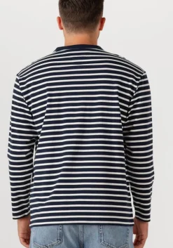 blauwe tommy jeans polo / t-shirt tjm reg sflag breton stripe ls