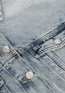 blauwe tommy jeans spijkerjas ovsz crop trucker jacket bi6012