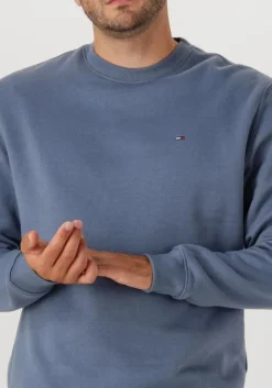 blauwe tommy jeans sweater tjm reg s flag crew ext