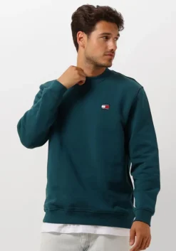 blauwe tommy jeans sweater tjm reg badge crew ext