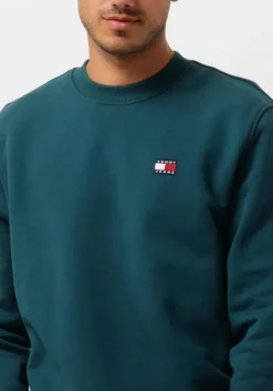 blauwe tommy jeans sweater tjm reg badge crew ext