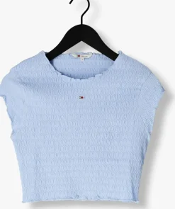 blauwe tommy jeans top tjw slim smock tee