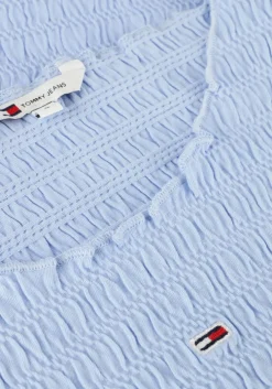 blauwe tommy jeans top tjw slim smock tee