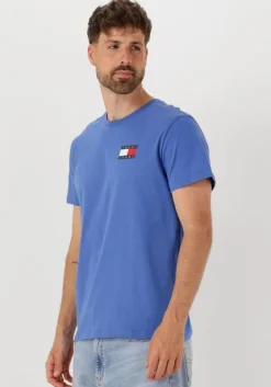 blauwe tommy jeans t-shirt tjm slim essential flag tee ext