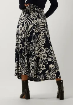 blauwe vanilia midirok swirl midi