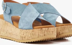 blauwe via vai platte sandalen sissel raise