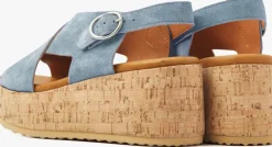 blauwe via vai platte sandalen sissel raise