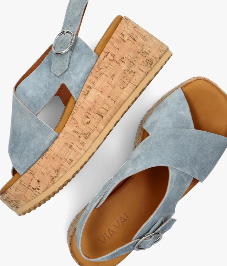 blauwe via vai sandalen met hak sissel raise