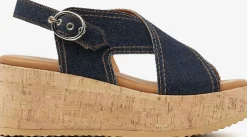 blauwe via vai sandalen met hak sissel capri