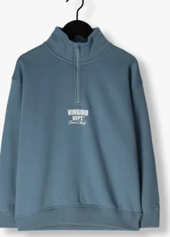 blauwe vingino sweater basic-half zip