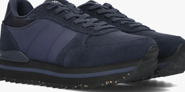 blauwe woden lage sneakers ronja plateau