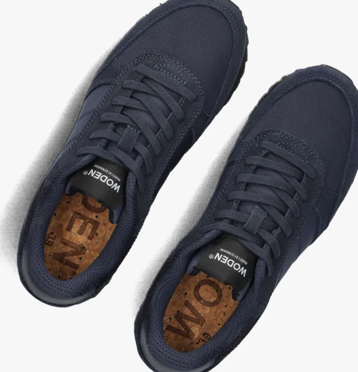 blauwe woden lage sneakers ronja plateau