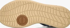 blauwe woden platte sandalen line