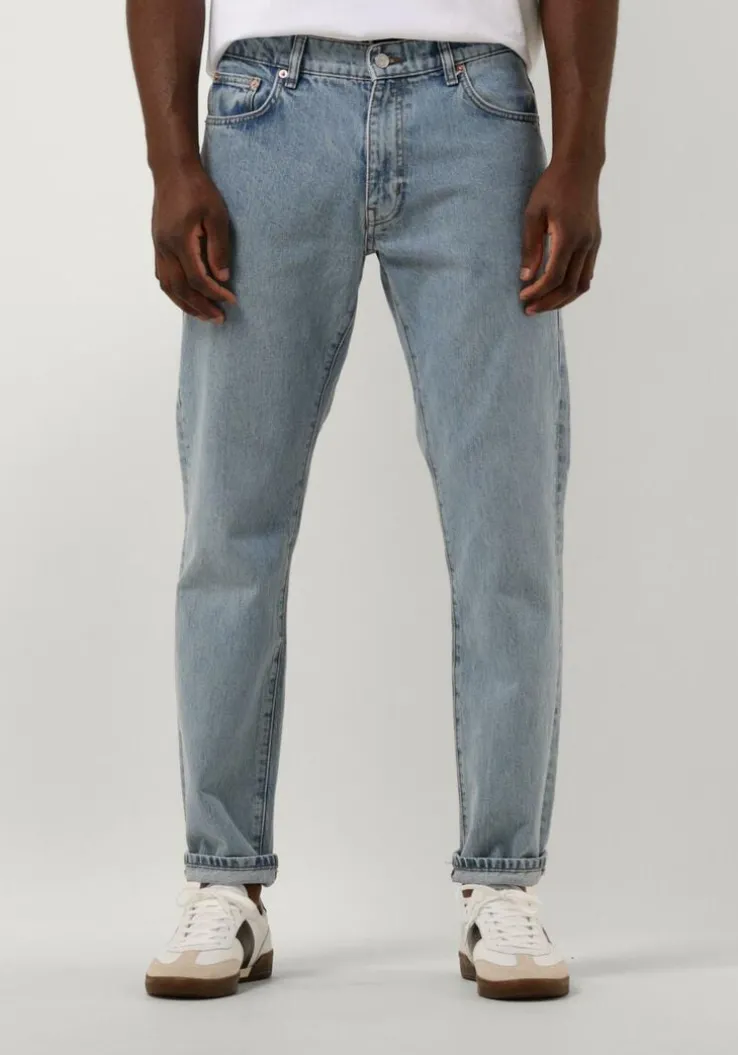 blauwe woodbird straight leg jeans doc doone jeans