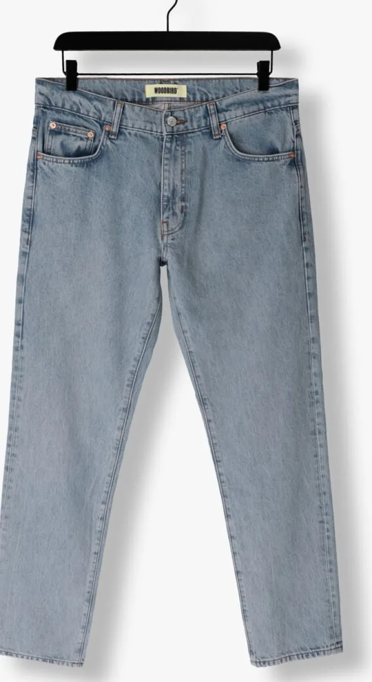 blauwe woodbird straight leg jeans doc doone jeans