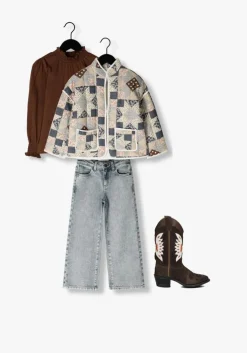 blauwe your wishes wide jeans stretch denim wide leg glitter jeans