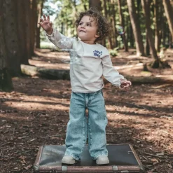 blauwe your wishes wide jeans stretch denim wide leg glitter jeans