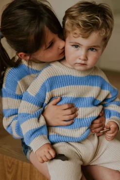 blauwe yuki kidswear trui stripes sweater