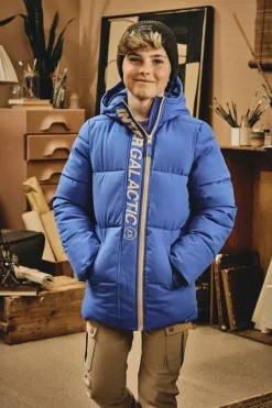 blauwe z8 gewatteerde jas idris