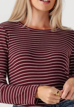 bordeaux selected femme tops & t-shirts slfanna ls crew neck tee str