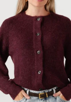 bordeaux selected femme vest slflulu ls knit short cardigan