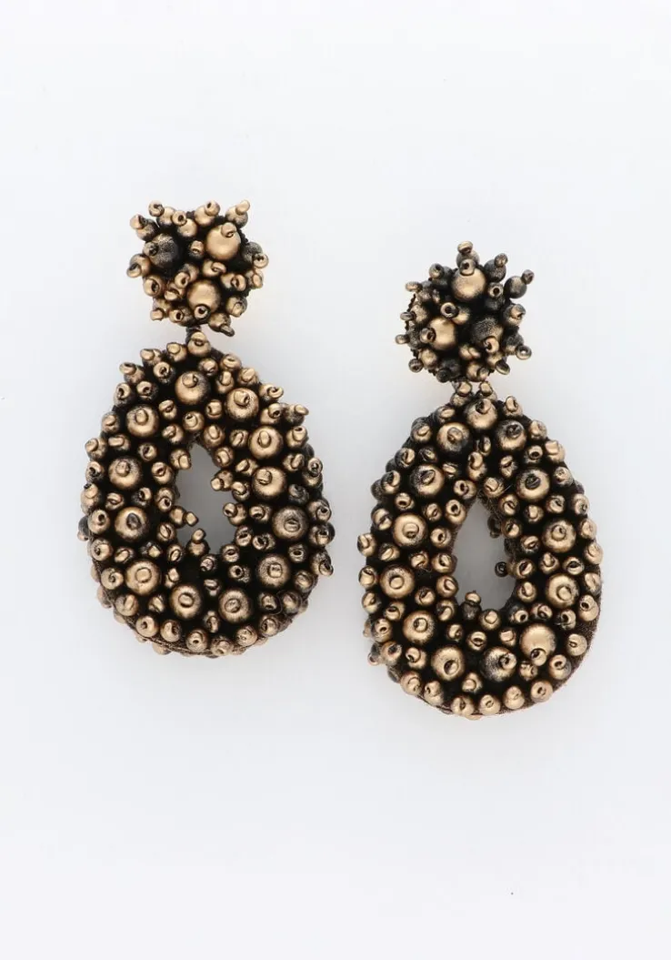 bronskleurig notre-v oorbellen earring beads