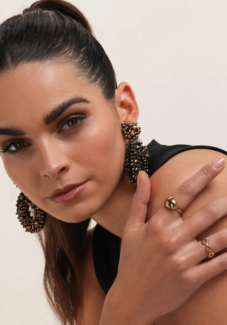 bronskleurig notre-v oorbellen earring beads