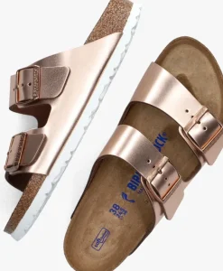 bronzen birkenstock slippers arizona met shine