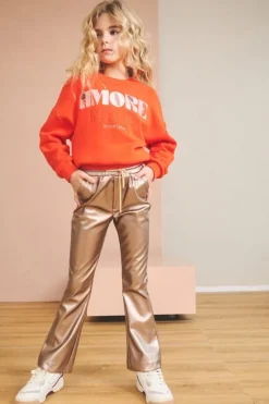 bronzen nono flared broek suna coated flared pants