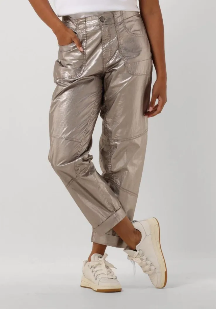bronzen summum pantalon loose tapered pants foil coated twill
