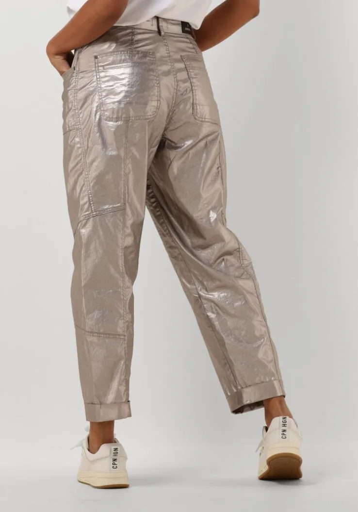 bronzen summum pantalon loose tapered pants foil coated twill