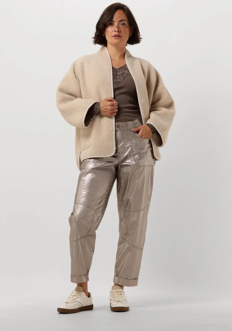 bronzen summum pantalon loose tapered pants foil coated twill