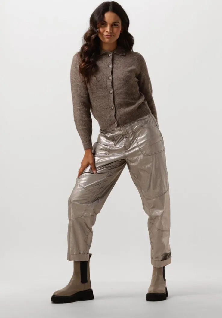 bronzen summum pantalon loose tapered pants foil coated twill