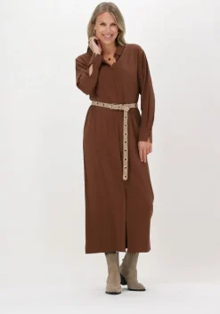 bruine another label maxi jurk sjoroer dress l/s