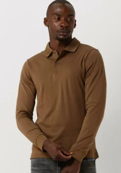 bruine calvin klein polo smooth cotton slim ls polo