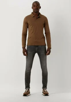 bruine calvin klein polo smooth cotton slim ls polo