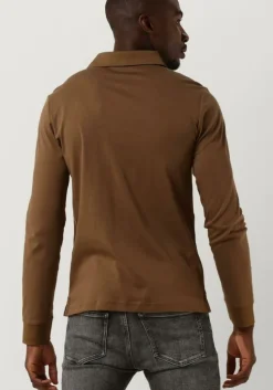 bruine calvin klein polo smooth cotton slim ls polo