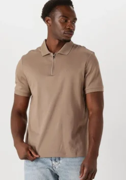 bruine calvin klein polo liquid touch welt zip polo