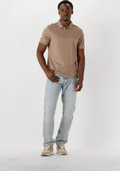 bruine calvin klein polo liquid touch welt zip polo