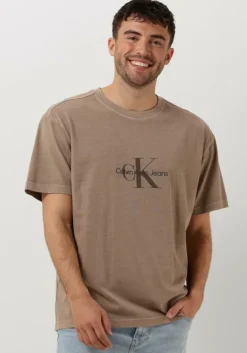bruine calvin klein t-shirt monologo mineral dye tee
