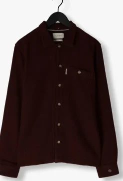 bruine cast iron casual overhemd long sleeve shirt solid regular fit