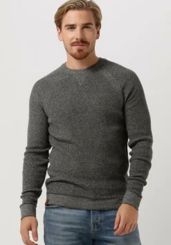 bruine cast iron trui r-neck cotton mouline slub