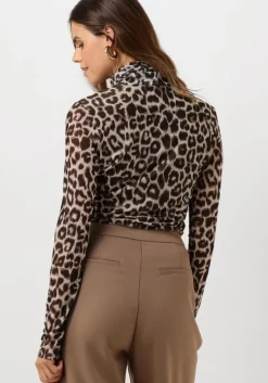 bruine catwalk junkie tops & t-shirts mesh turtle neck leopard long sleeve