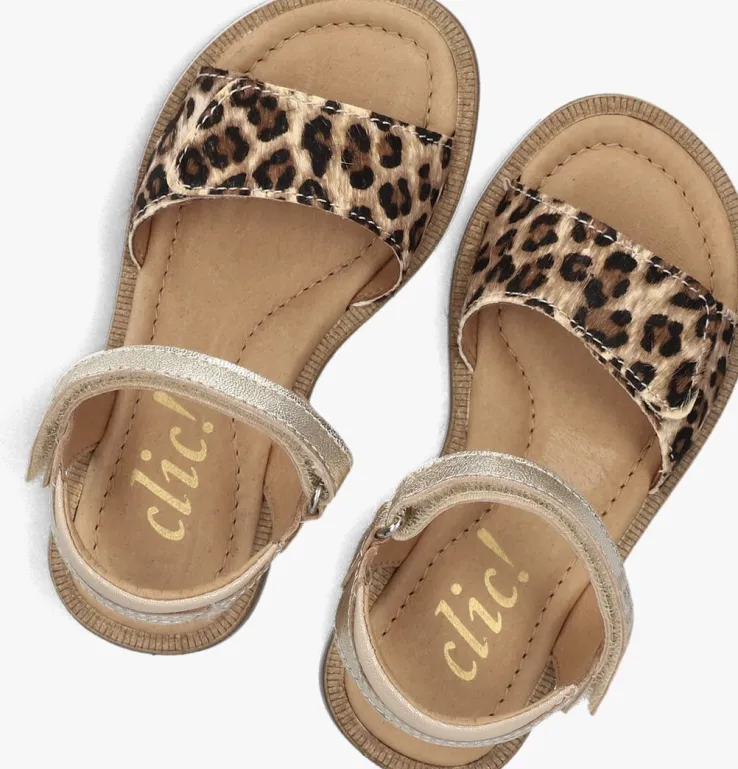 bruine clic! platte sandalen 9185