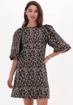 bruine co'couture mini jurk yoyo animal dress