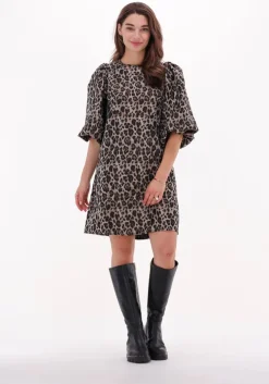 bruine co'couture mini jurk yoyo animal dress