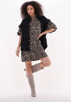 bruine co'couture mini jurk yoyo animal dress