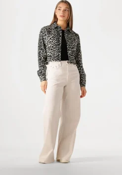 bruine colourful rebel blouses olle leopard cropped denim blouse